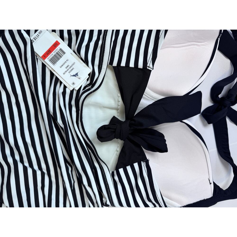 Tommy Bahama Little Stripe Halter Tankini Swimwear Set Black White Womens XS NWT - Picture 4 of 9